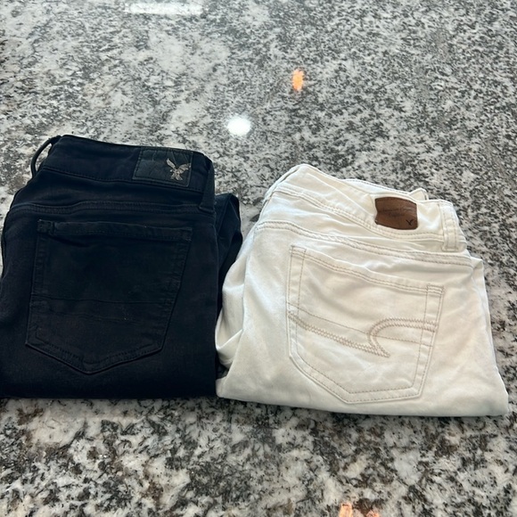 American Eagle Outfitters Denim - American Eagle Jeans Black White Size 0 Jegging Distressed Y2K Bundle
